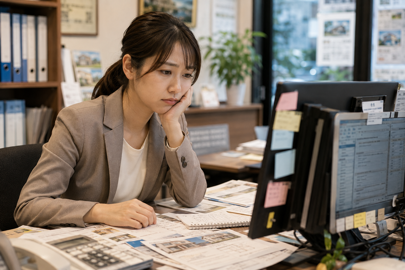 文章作成に悩む不動産担当者